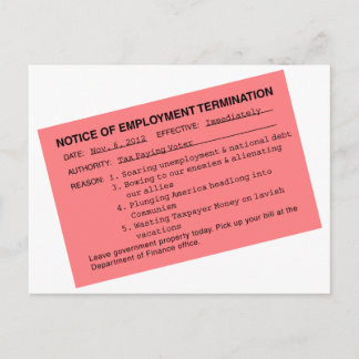 Obama's Pink Slip Postcard