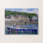 Oban Port Scotland Fishing Boat Sea Ocean Travel Jigsaw Puzzle<br><div class="desc">This stunning jigsaw puzzle features the traditional historical village Oban in Scotland with a fishing boat in the foreground  #oban #scotland #fun #stockingstuffers #games</div>
