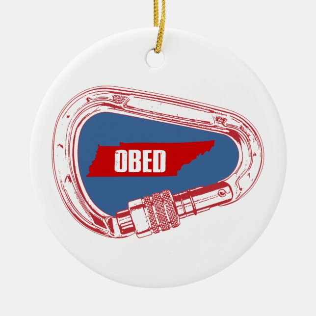 Obed Climbing Carabiner Ceramic Ornament (Front)