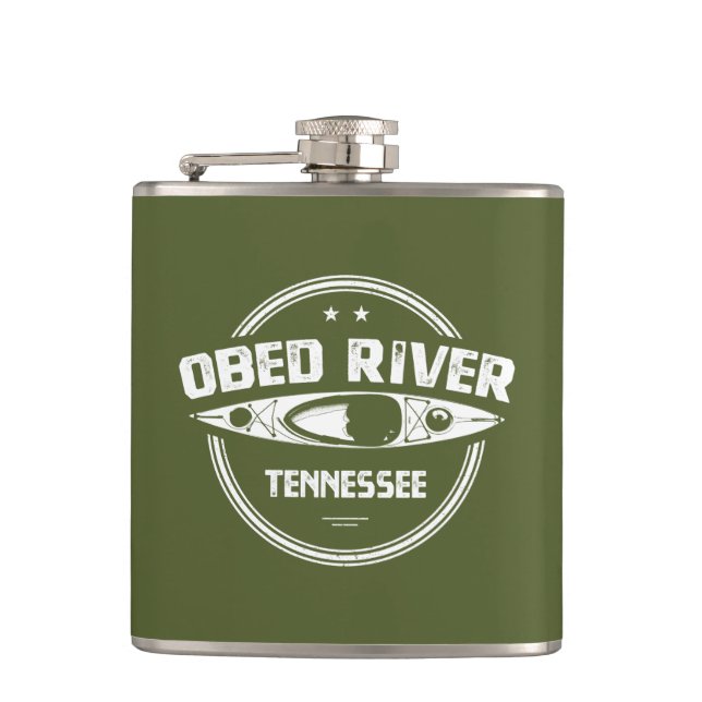 Obed River Tennessee Kayaking Hip Flask (Front)