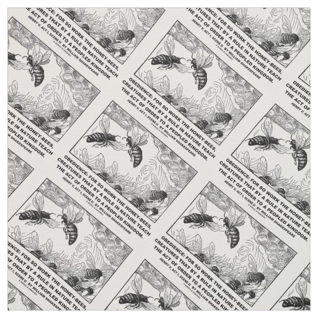 Obedience Work Honey-Bees Henry V Shakespeare Fabric (Swatch)