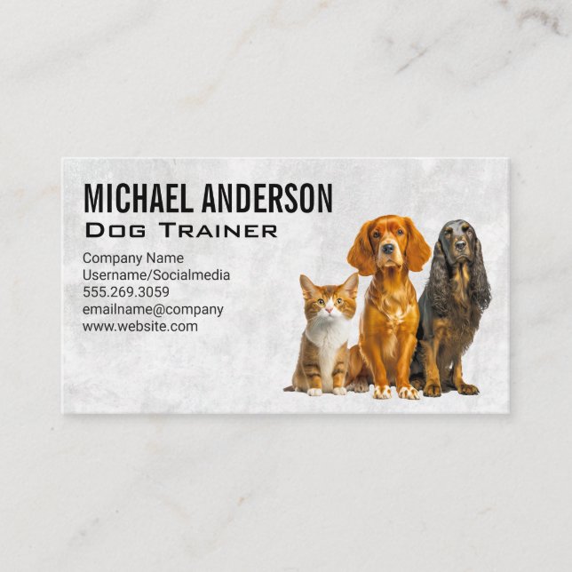 Obedient Dogs Sitting | Animal Trainer  Business Card (Front)