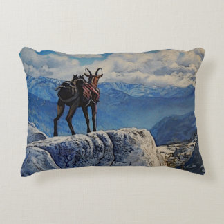 Oberhalsi, pack goat in the mountains decorative cushion