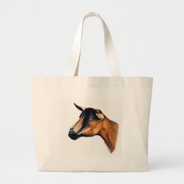 "Oberhasli Goat" Animal Art Tote Bag (Front)