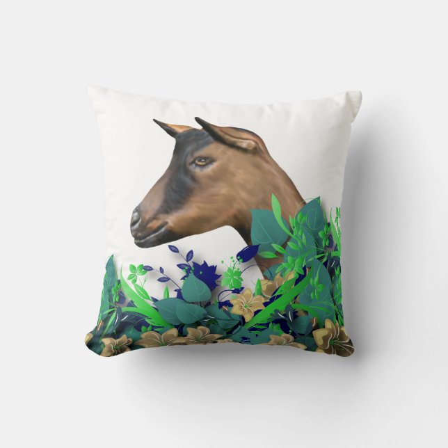 Oberhasli Goat Painting Herd Name Goat Pillow (Front)