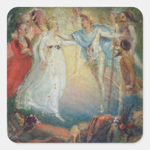Oberon and Titania from 'A Midsummer Night's Dream Square Sticker
