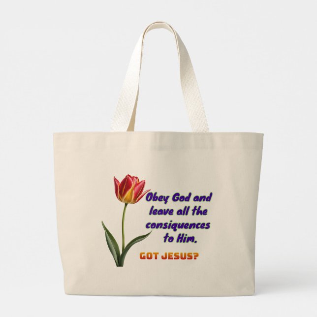 Obey God Large Tote Bag (Back)