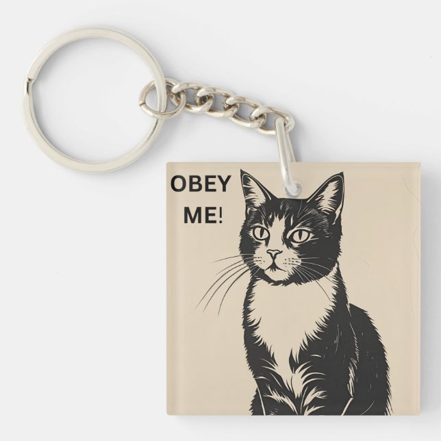 “Obey Me” Cat Keyring – For Feline Overlords (Front)