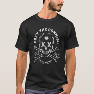 Obey The Commish Vintage Skull  Fantasy Football D T-Shirt
