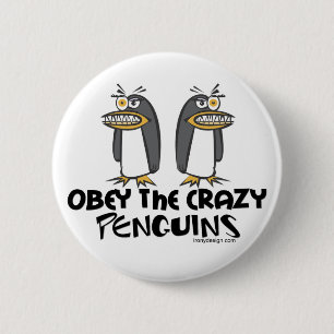 Obey The Crazy Penguins Buttons - Customised