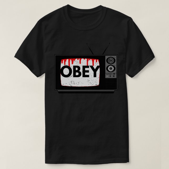 Obey TV 80s Horror Style T-Shirt (Design Front)