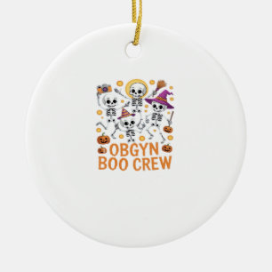 OBGYN Boo Crew Nurse Skeleton Dancing Halloween Sp Ceramic Ornament