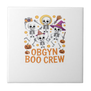 OBGYN Boo Crew Nurse Skeleton Dancing Halloween Sp Ceramic Tile