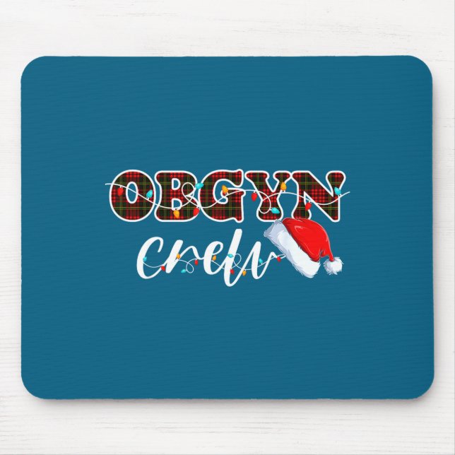 Obgyn Crew Christmas Lights Santa Hat  Mouse Pad (Front)