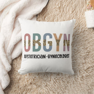 OBGYN Obstetrician Gynaecologist Leopard Print Cushion