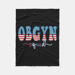 OBGYN Squad US Flag 4th of July Obstetrician Fleece Blanket