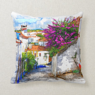 Obidos Flowers- Portugal Cushion