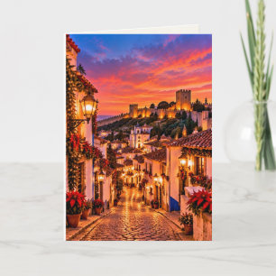Óbidos Portugal Blank Christmas Design 02 Holiday Card