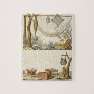 Objects belonging to Indians (colour engraving) Jigsaw Puzzle