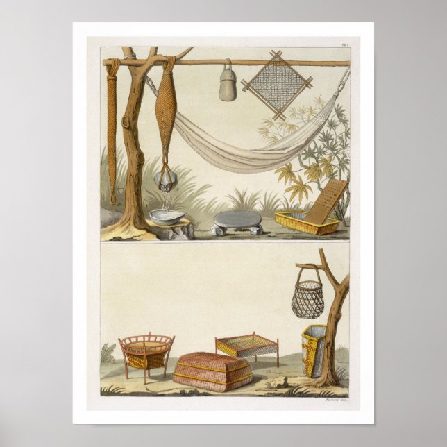 Objects belonging to Indians (colour engraving) Poster (Front)