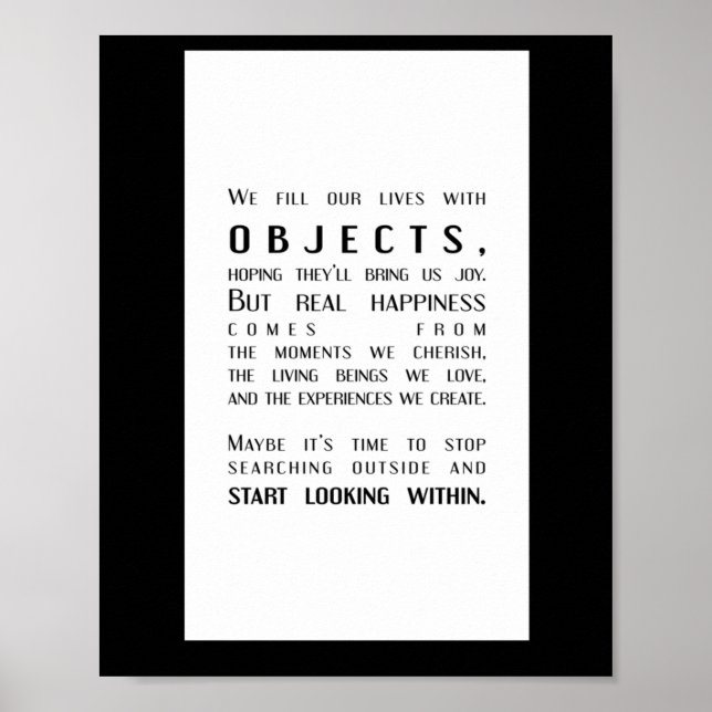 Objects Vs. Inner Joy A Shift In Perspective  Poster (Front)