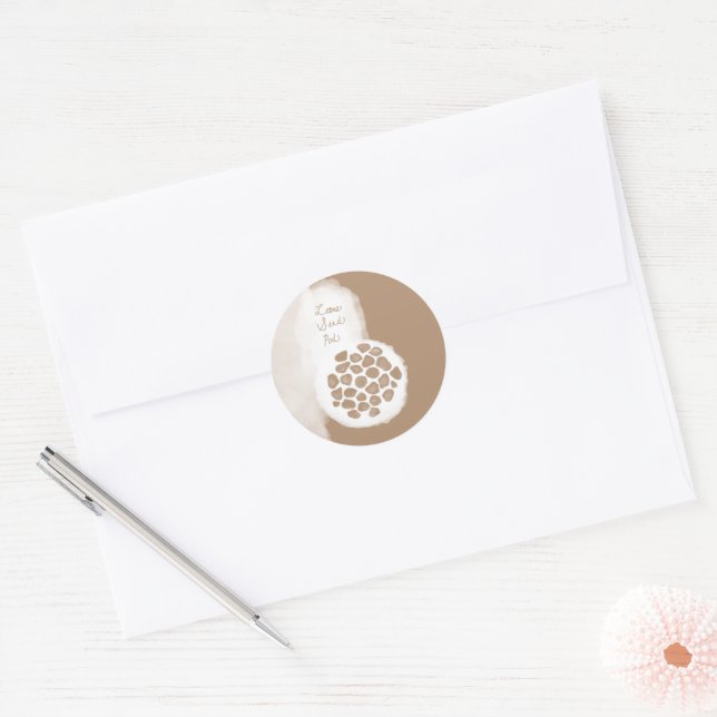 objet_11_lotus seed pod classic round sticker (Envelope)