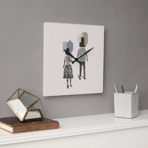 objet_16_une femme, un homme_1 square wall clock