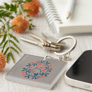 objet_17_a swan in flowers acrylic key ring