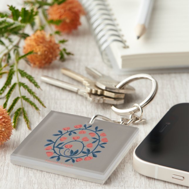 objet_17_a swan in flowers acrylic key ring (Front Right)