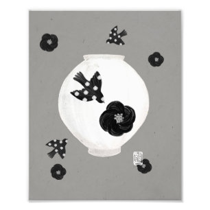objet_22_camellia,bird and pottery photo print