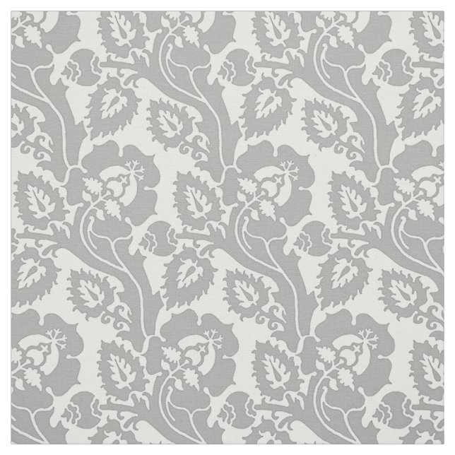 Oblique Floral, Silver-White Fabric (Swatch)