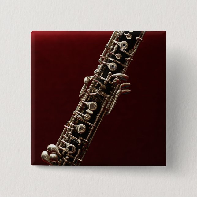 Oboe - double reed woodwind musical instrument 15 cm square badge (Front)