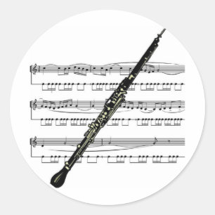 Oboe musical 01 B Classic Round Sticker