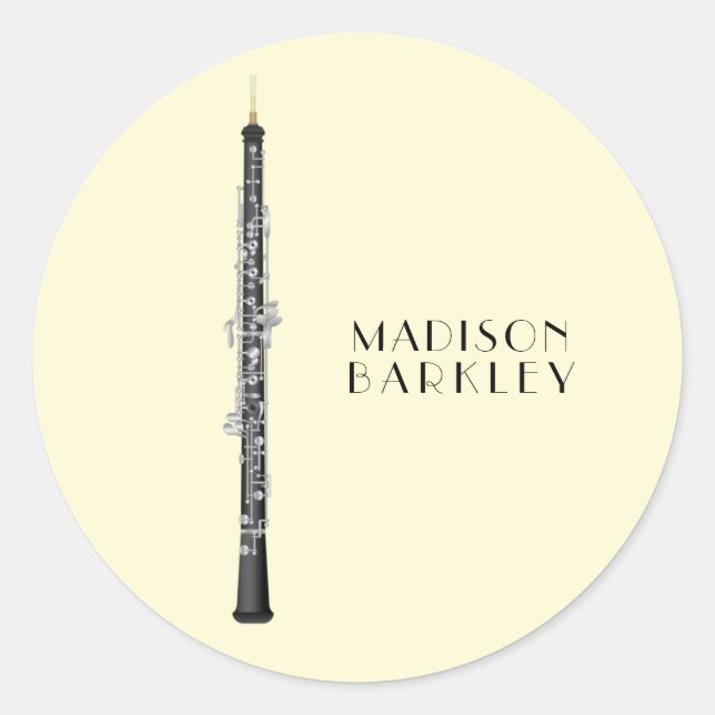 Oboe Musician Music Teacher Classic Round Sticker (Front)