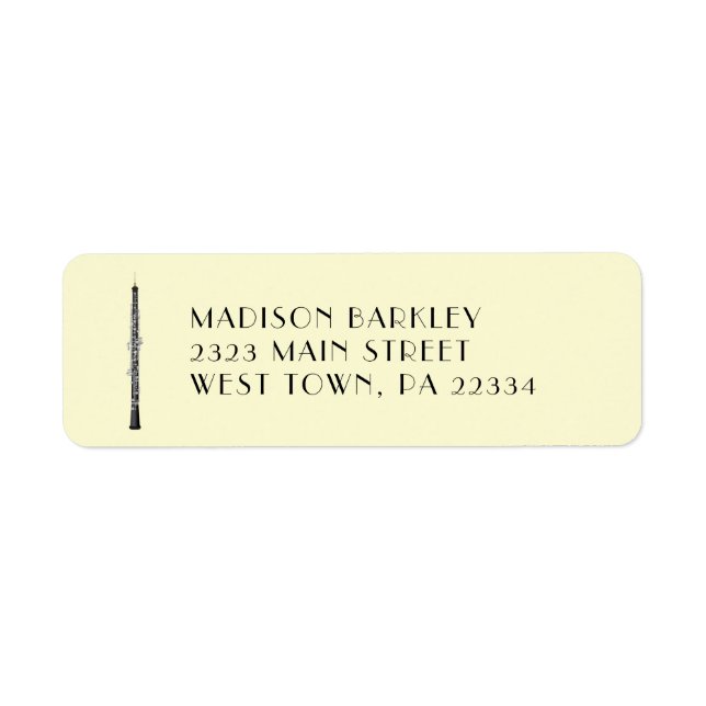 Oboe Musician Music Teacher Return Address Label (Front)