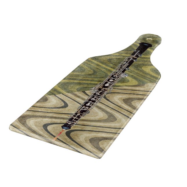 Oboe on Wavy Green Striped Background Cutting Board (Corner)