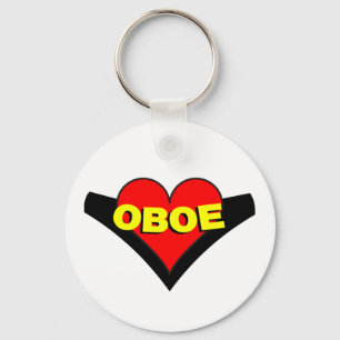 Oboe Over Heart Key Ring