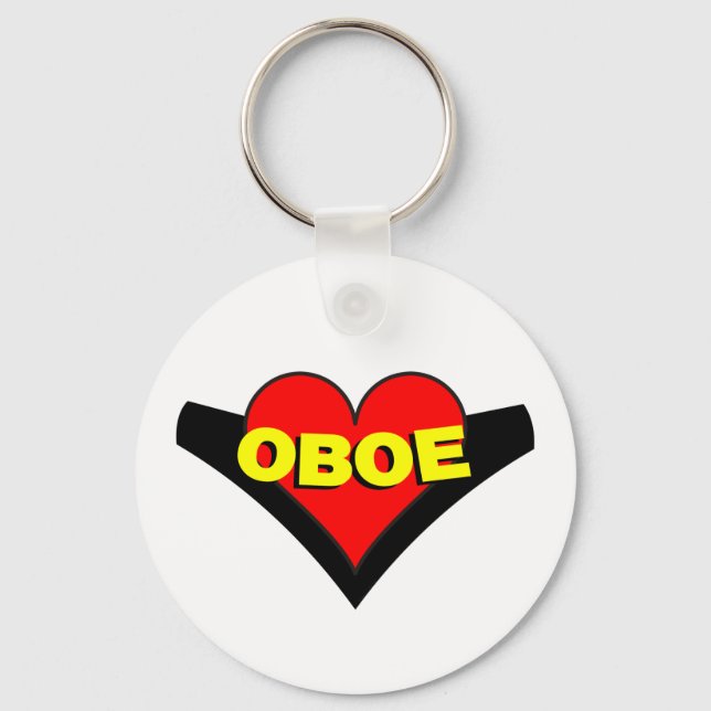 Oboe Over Heart Key Ring (Front)