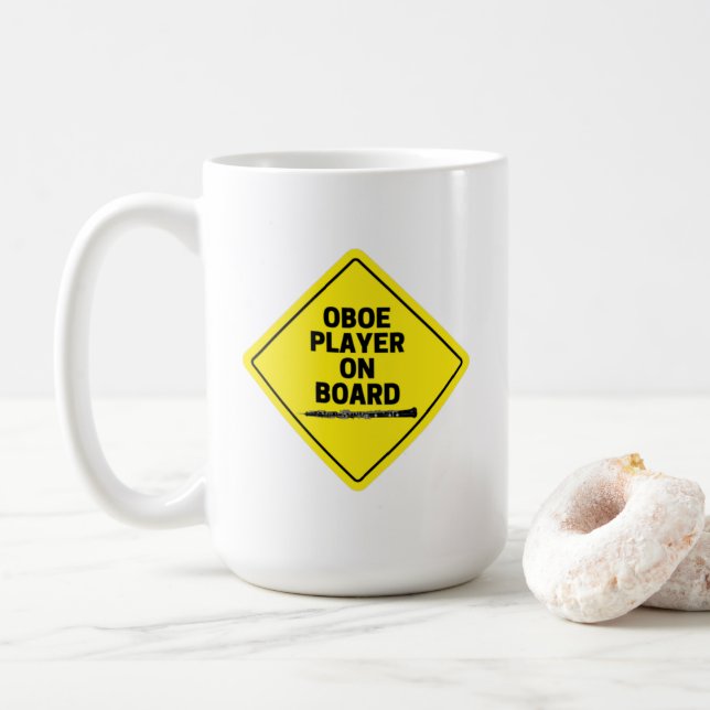 Oboe Player On Board Oboist Funny   Coffee Mug (With Donut)