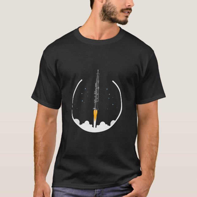 Oboe Rocket Funny Oboist Gift Funny Oboe T-Shirt (Front)