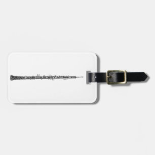 Oboe Shaped Word Art Black Text Luggage Tag