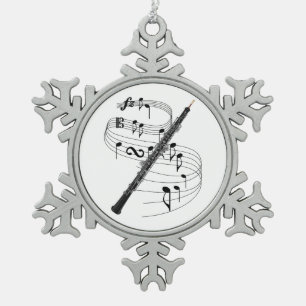 Oboe Snowflake Pewter Christmas Ornament