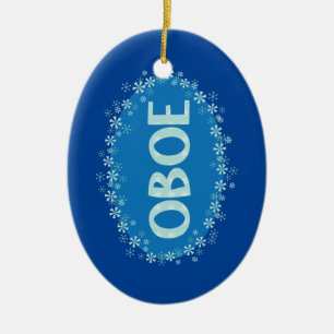 Oboe Winter Snowflakes Ceramic Ornament