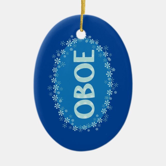 Oboe Winter Snowflakes Ceramic Ornament (Front)