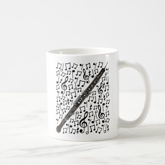 Oboe With Musical Notes, Oboist Woodwind Musician Coffee Mug (Right)