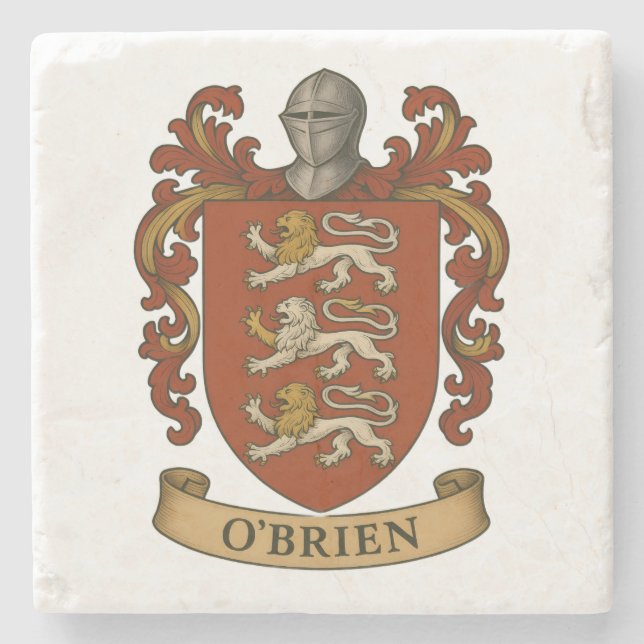 O'Brien Family Crest Keychain Stone Coaster (Front)