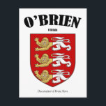 O'Brien Family Crest Postcard<br><div class="desc">O'Brien Family Crest with Irish Translation & original meaning.</div>