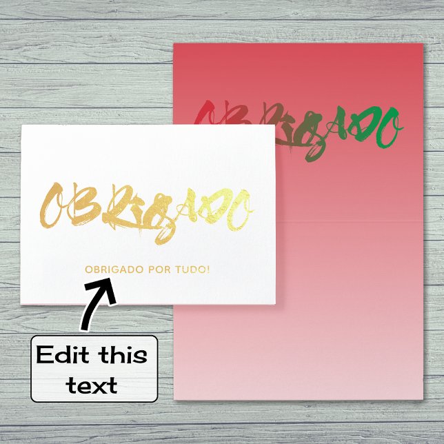 Obrigado portuguese script thank you from man gold foil card (Creator Uploaded)