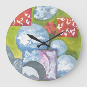 Observance Folk Art by AnyaC Large Clock