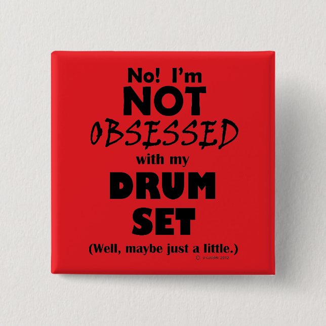 Obsessed Drum Set 15 Cm Square Badge (Front)